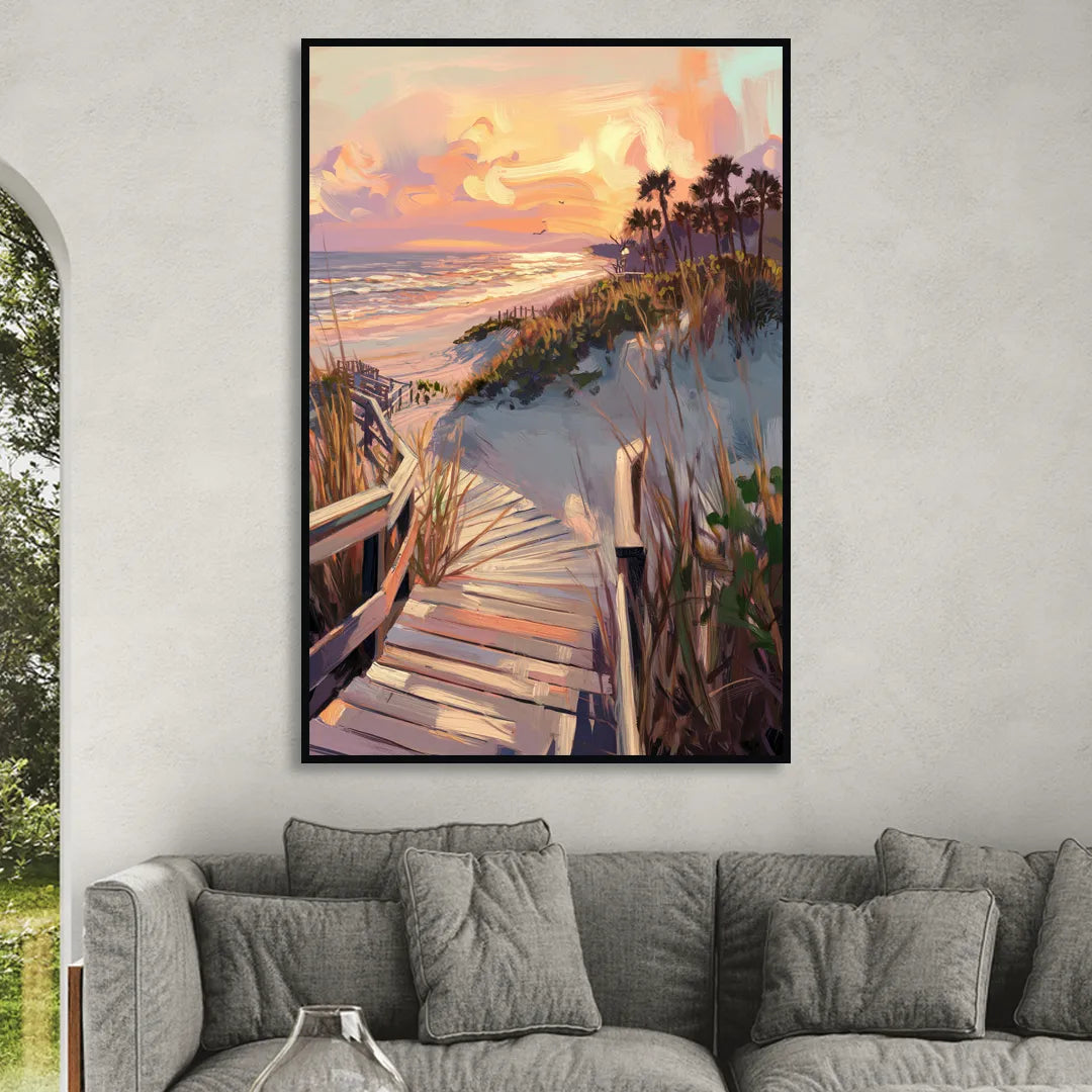 Hilton Head Island Atlantic Shoreline Sitting Room - Black Canvas Wall Art