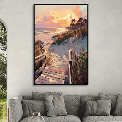 Hilton Head Island Atlantic Shoreline Sitting Room - Black Canvas Wall Art