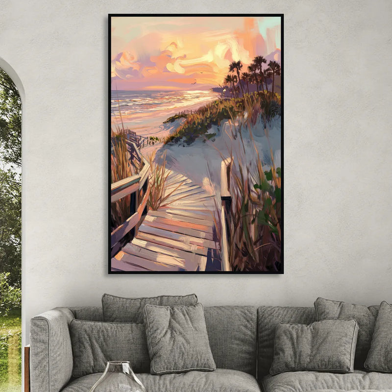 Hilton Head Island Atlantic Shoreline Sitting Room - Black Canvas Wall Art