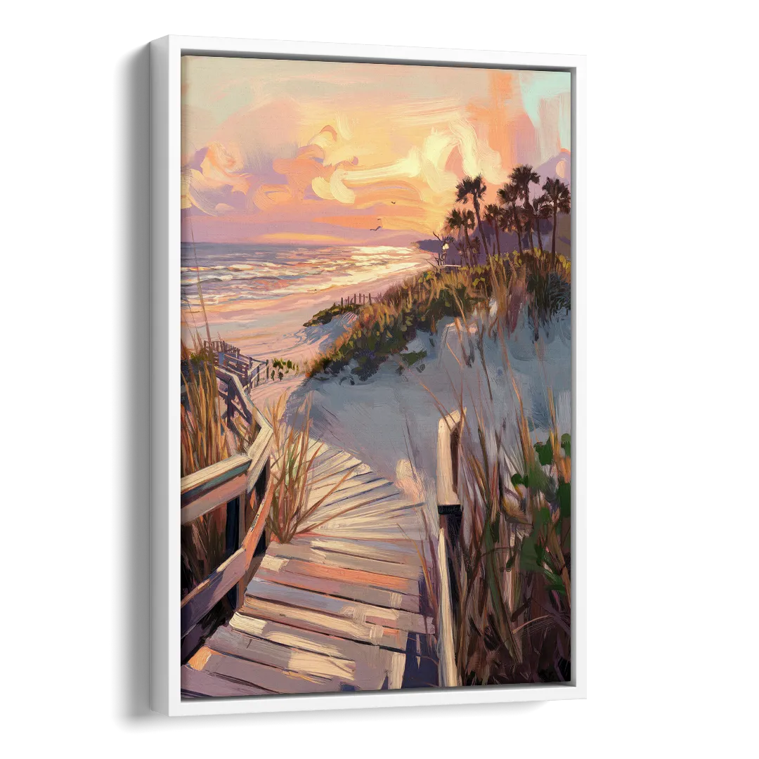 Hilton Head Island Atlantic Shoreline Side - White Canvas Wall Art