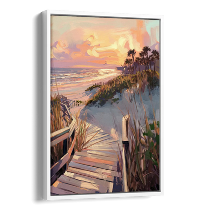 Hilton Head Island Atlantic Shoreline Side - White Canvas Wall Art