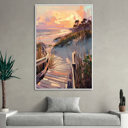 Hilton Head Island Atlantic Shoreline Living Room - White Canvas Wall Art