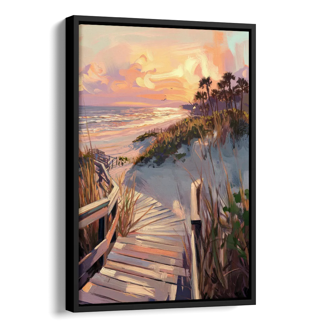 Hilton Head Island Atlantic Shoreline Side - Black Canvas Wall Art