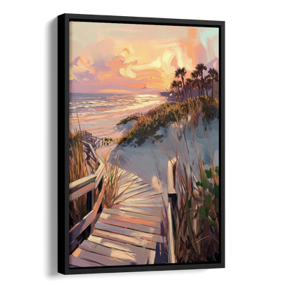 Hilton Head Island Atlantic Shoreline Side - Black Canvas Wall Art