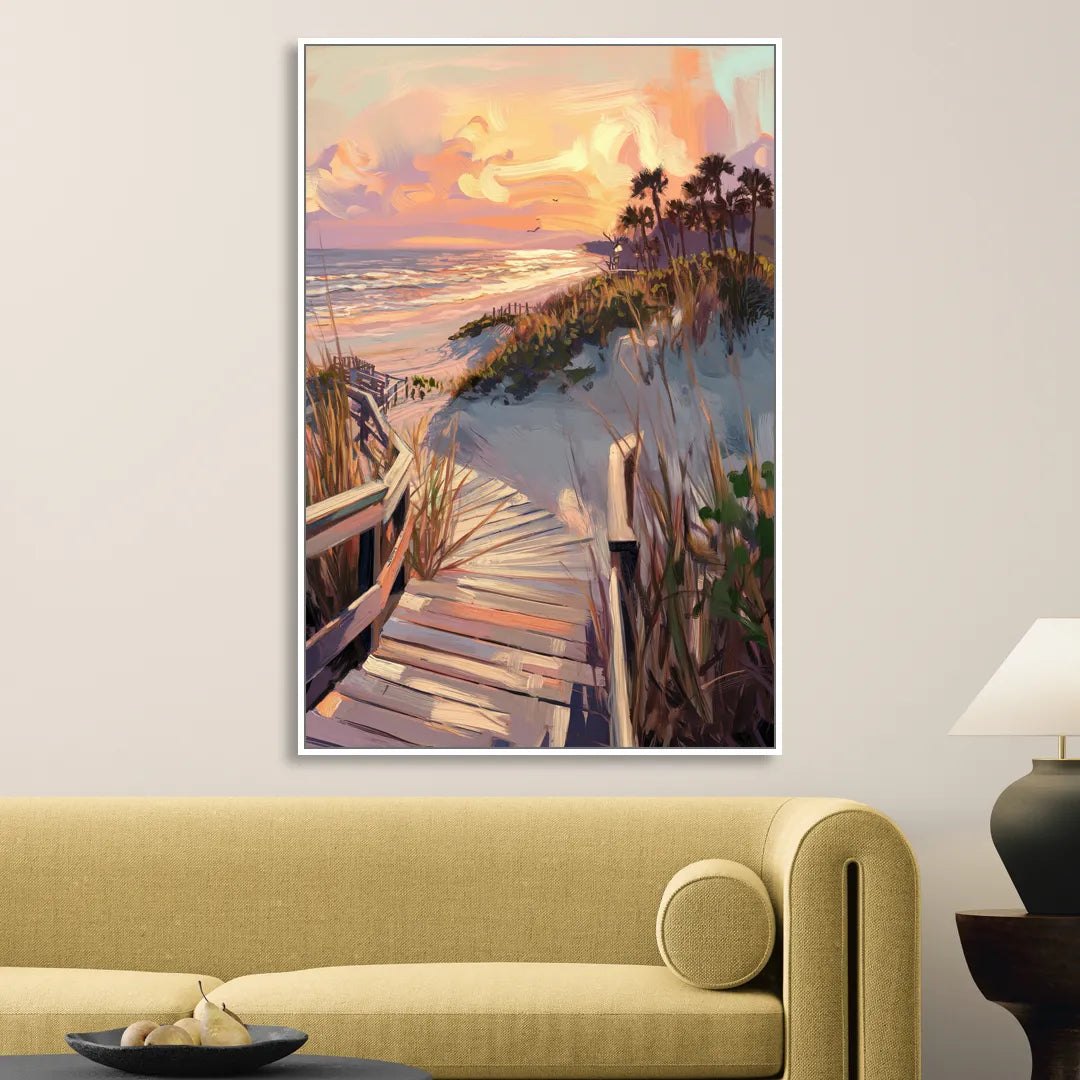 Hilton Head Island Atlantic Shoreline Sitting Room - White Canvas Wall Art