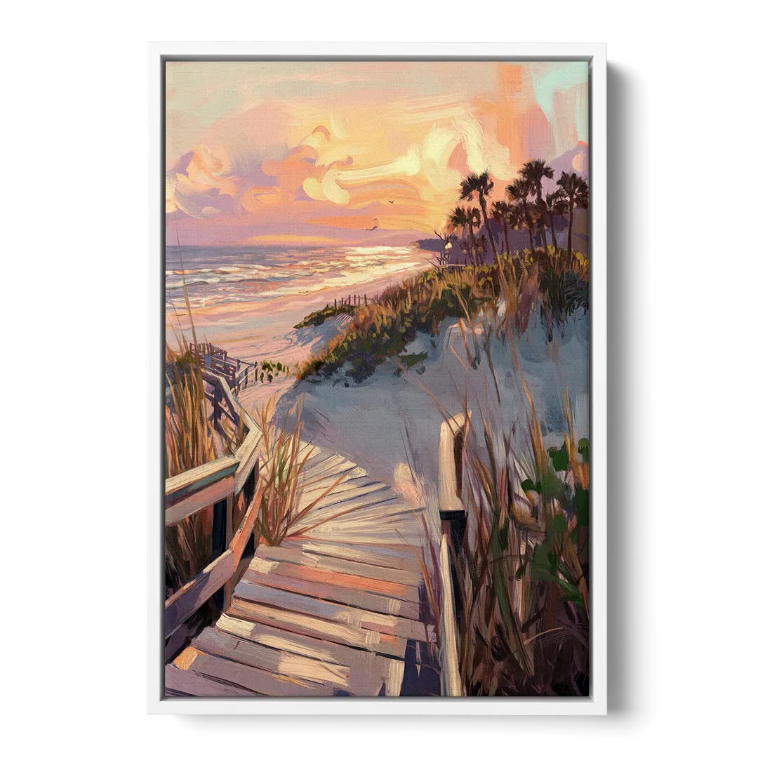 Hilton Head Island Atlantic Shoreline Front - White Canvas Wall Art