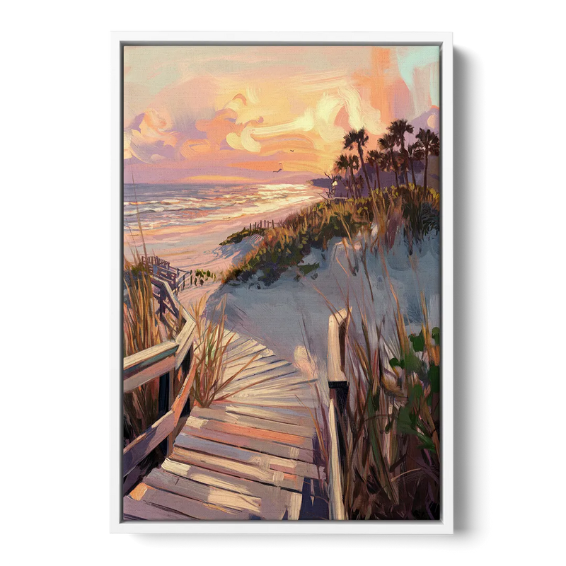 Hilton Head Island Atlantic Shoreline Front - White Canvas Wall Art