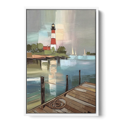 Hilton Head Island Coastal Lighthouse Front - White Canvas Wall Art