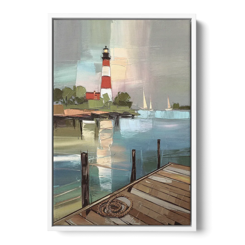 Hilton Head Island Coastal Lighthouse Front - White Canvas Wall Art