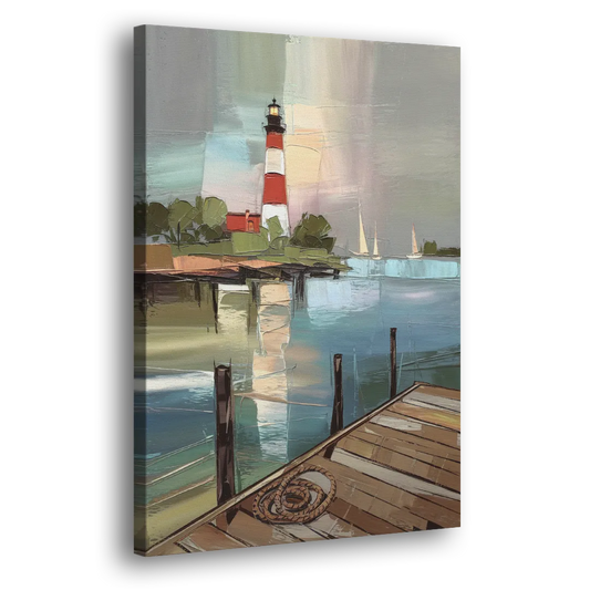 Hilton Head Island Coastal Lighthouse Side - Canvas Wall Art