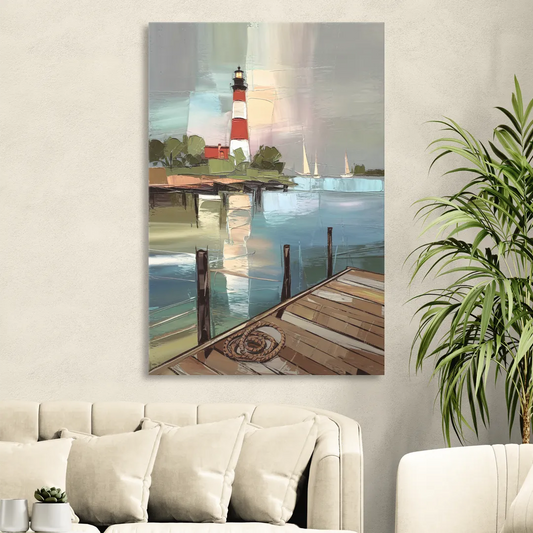 Hilton Head Island Coastal Lighthouse Living Room - Canvas Wall Art