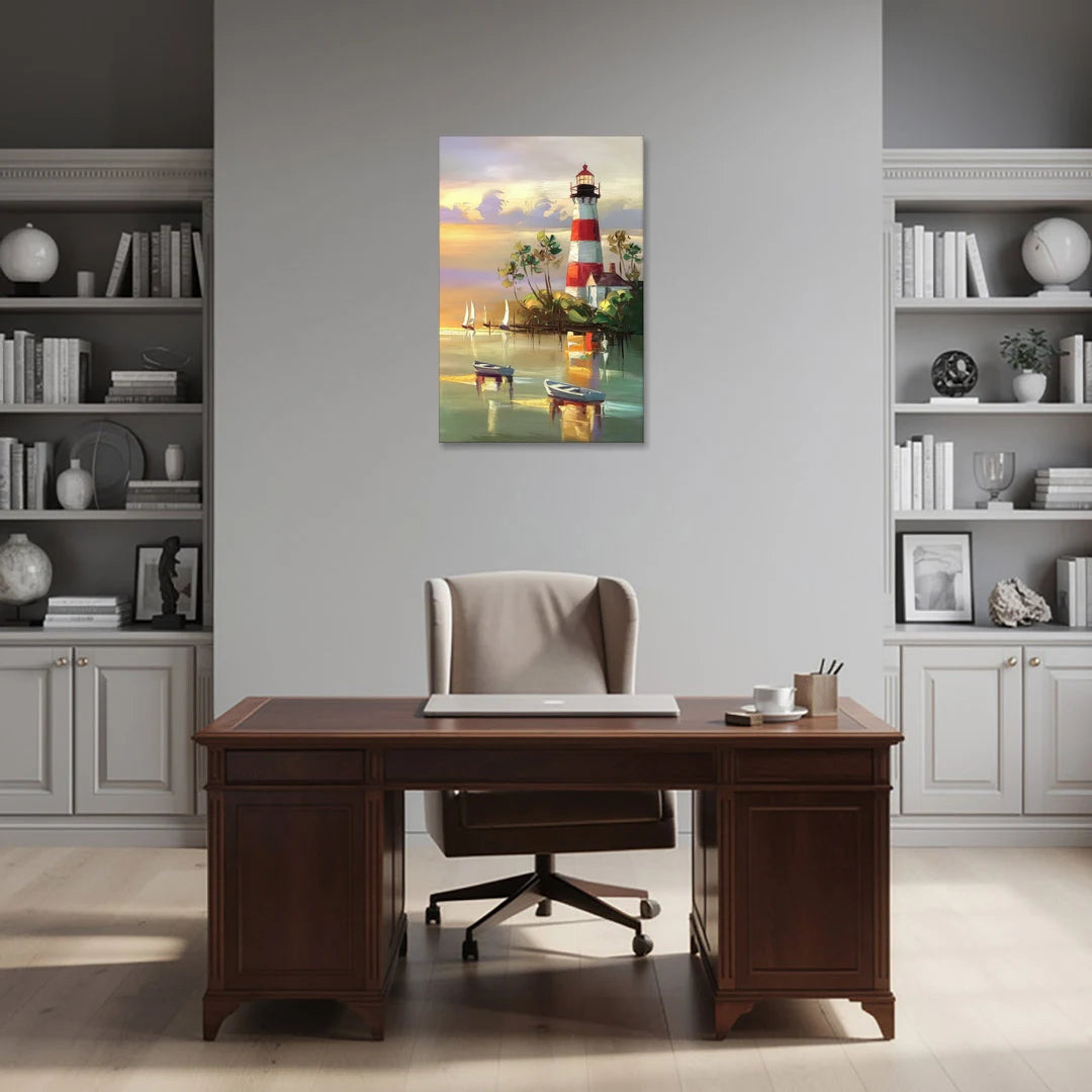 Hilton Head Island Coastal Lighthouse Nautical - Canvas Wall Art - Office - 24x36