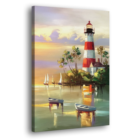 Hilton Head Island Coastal Lighthouse Nautical - Canvas Wall Art - Side