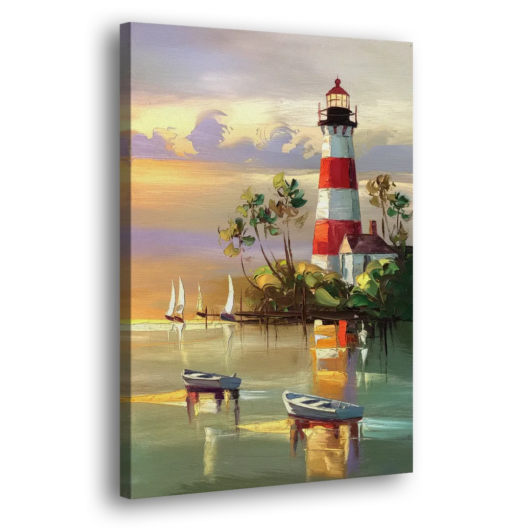 Hilton Head Island Coastal Lighthouse Nautical Side - Canvas Wall Art