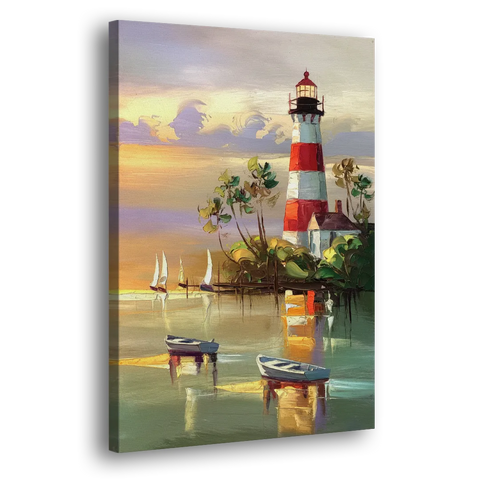 Hilton Head Island Coastal Lighthouse Nautical - Canvas Wall Art