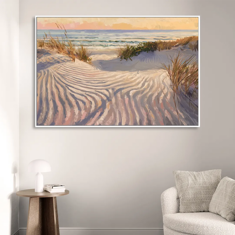 Hilton Head Island Dunes And Waves Living Room - White Canvas Wall Art