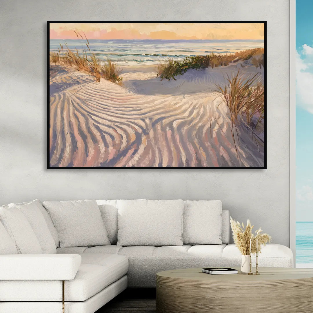 Hilton Head Island Dunes And Waves Sitting Room - Black Canvas Wall Art