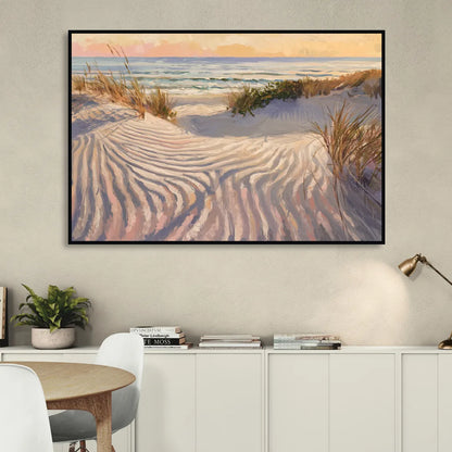 Hilton Head Island Dunes And Waves Living Room - Black Canvas Wall Art