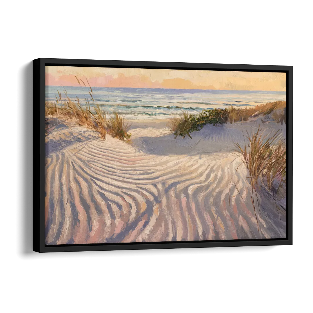Hilton Head Island Dunes And Waves Side - Black Canvas Wall Art