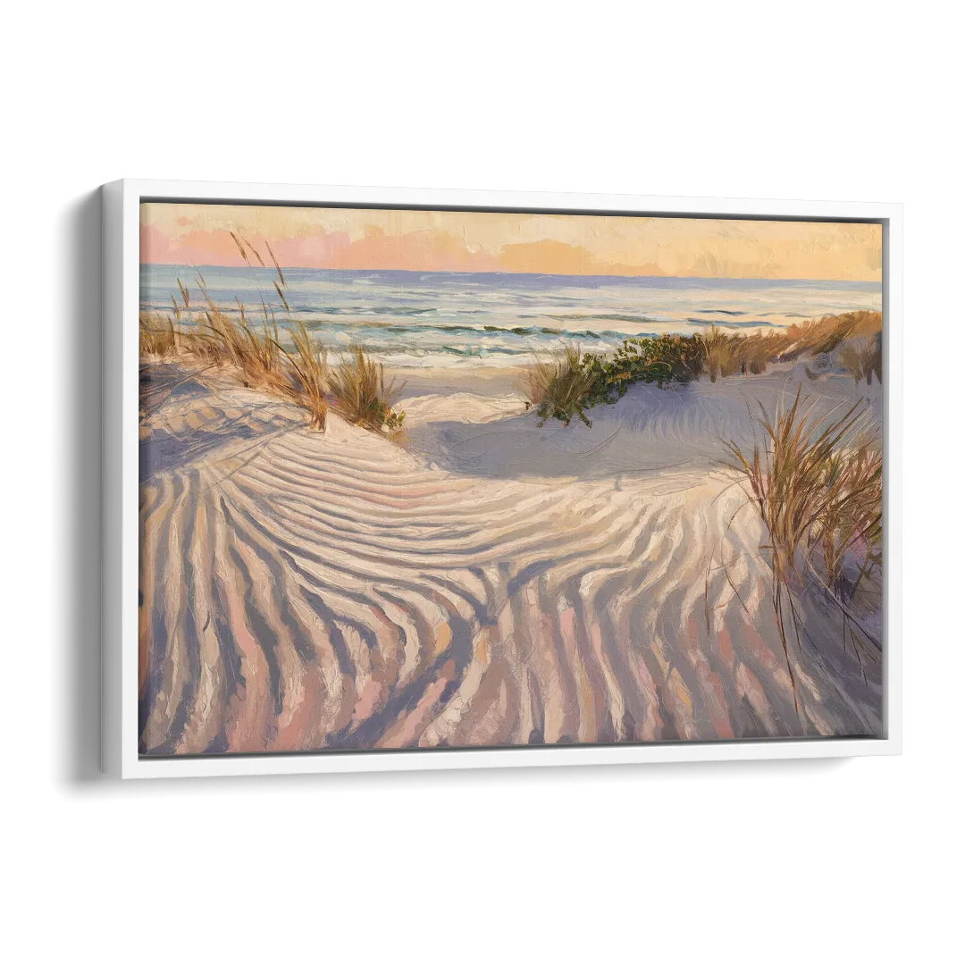 Hilton Head Island Dunes And Waves Side - White Canvas Wall Art