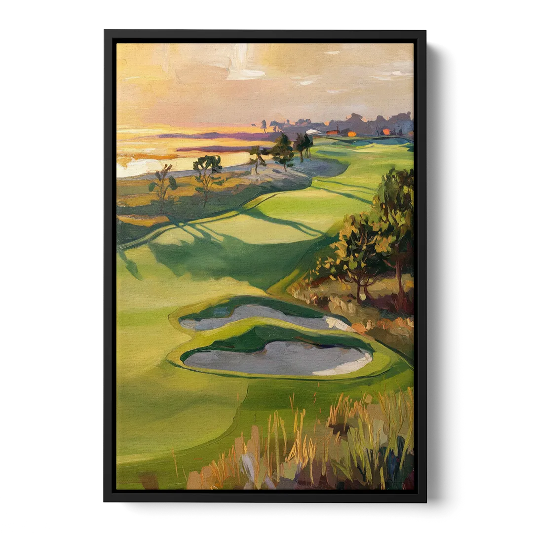 Hilton Head Island Golf Course Serenity Front - Black Canvas Wall Art