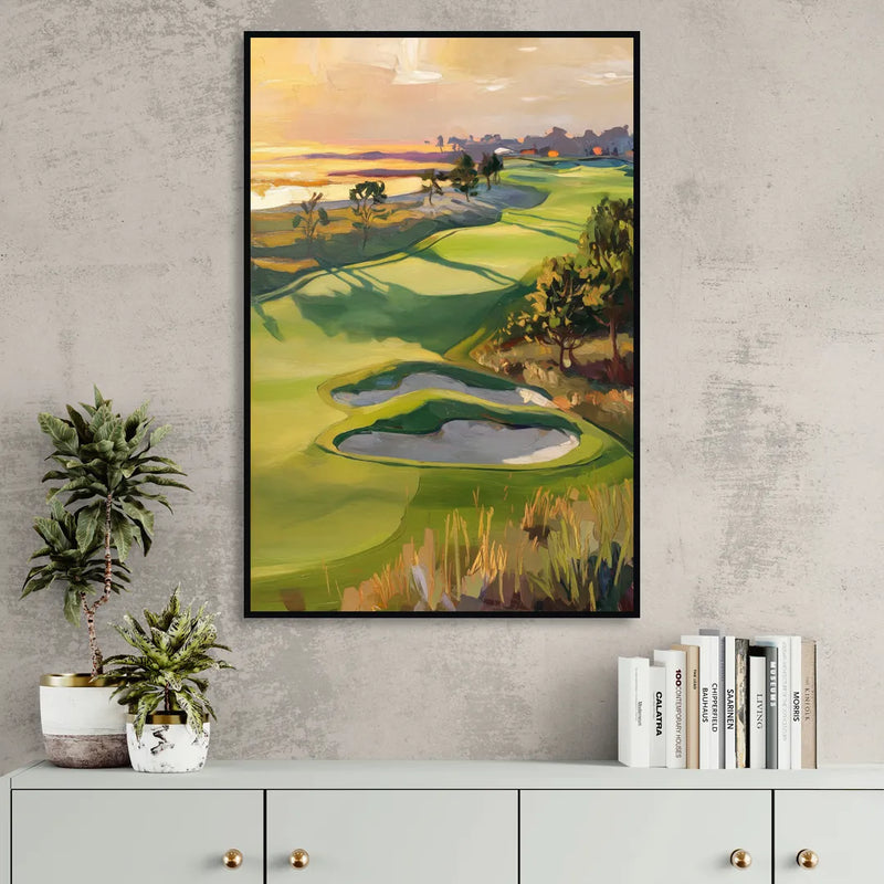 Hilton Head Island Golf Course Serenity Living Room - Black Canvas Wall Art