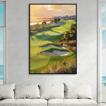 Hilton Head Island Golf Course Serenity Sitting Room - Black Canvas Wall Art