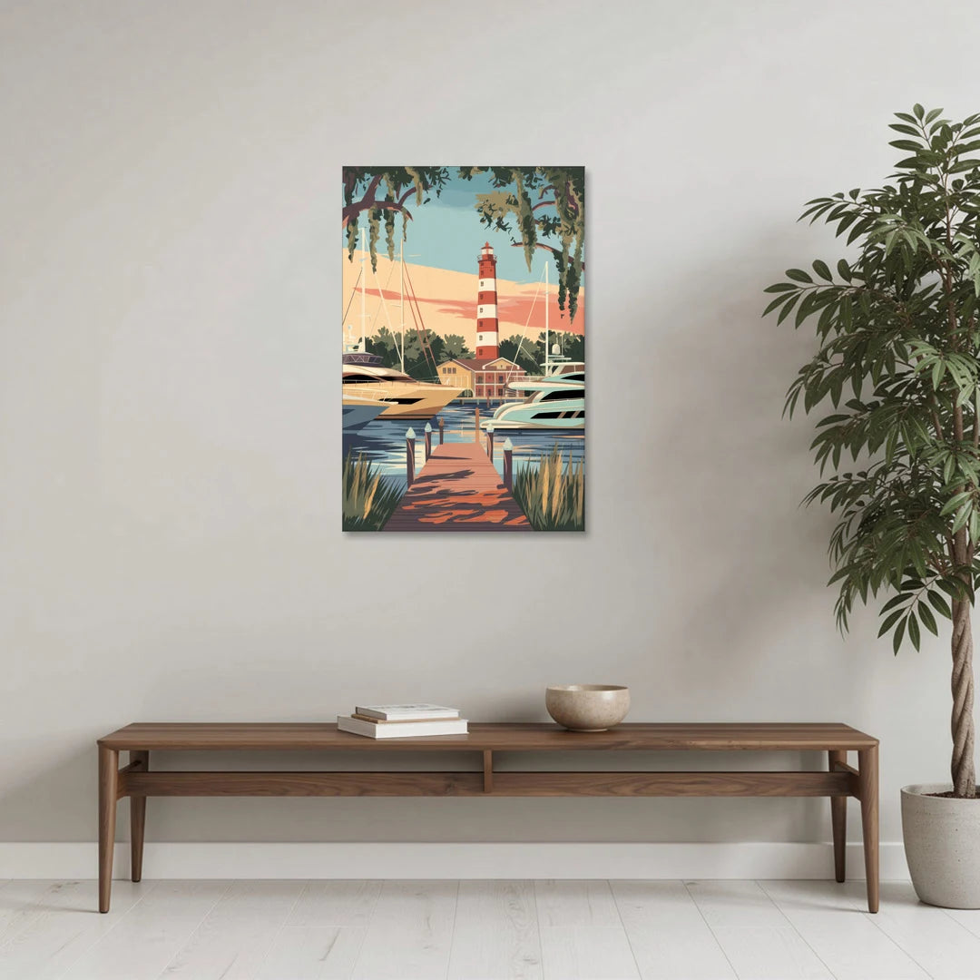 Hilton Head Island Harbour Town Marina - Canvas Wall Art - Coffee Table - 24x36