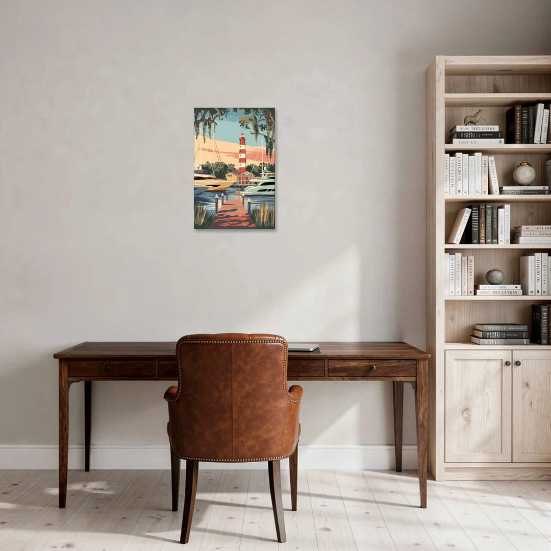 Hilton Head Island Harbour Town Marina - Canvas Wall Art - Office - 16x24