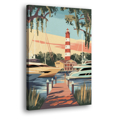 Hilton Head Island Harbour Town Marina - Canvas Wall Art - Side