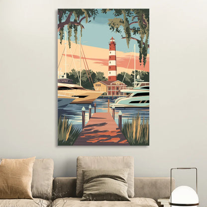 Hilton Head Island Harbour Town Marina Sitting Room - Canvas Wall Art