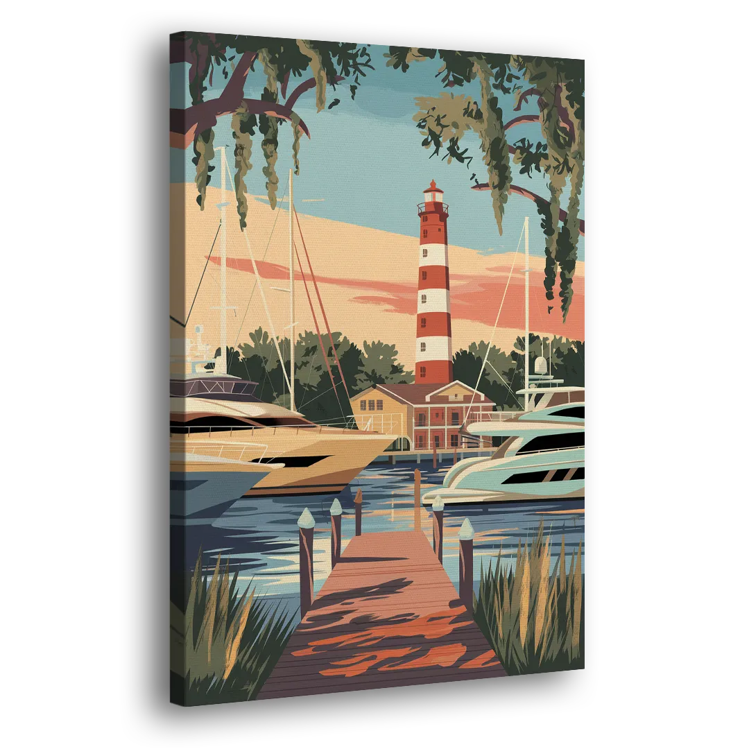 Hilton Head Island Harbour Town Marina Side - Canvas Wall Art