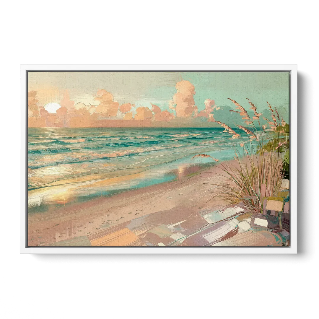 Hilton Head Island Oceanfront Sunrise Front - White Canvas Wall Art