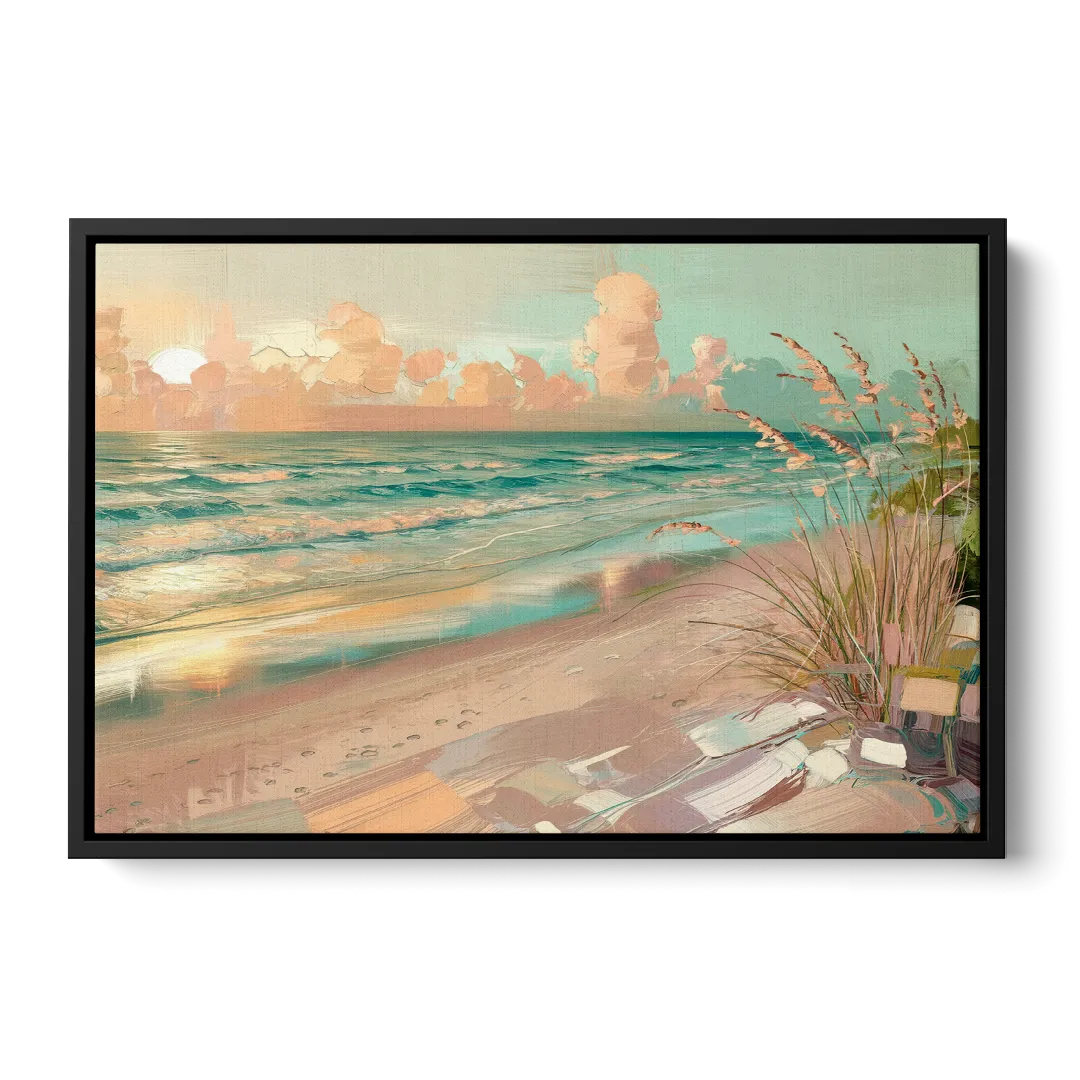 Hilton Head Island Oceanfront Sunrise Front - Black Canvas Wall Art