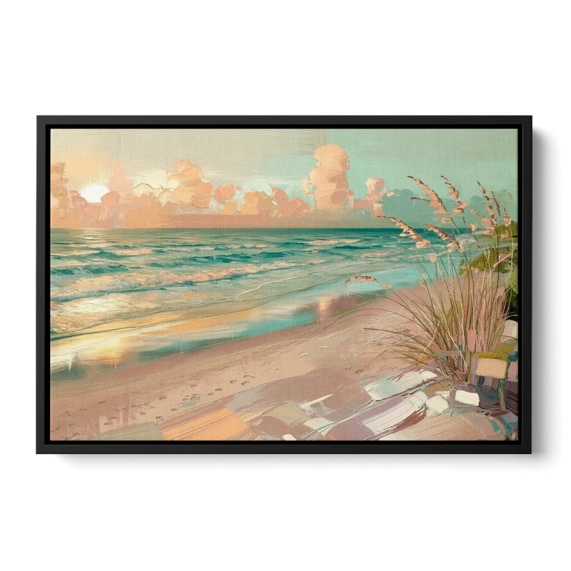 Hilton Head Island Oceanfront Sunrise Front - Black Canvas Wall Art