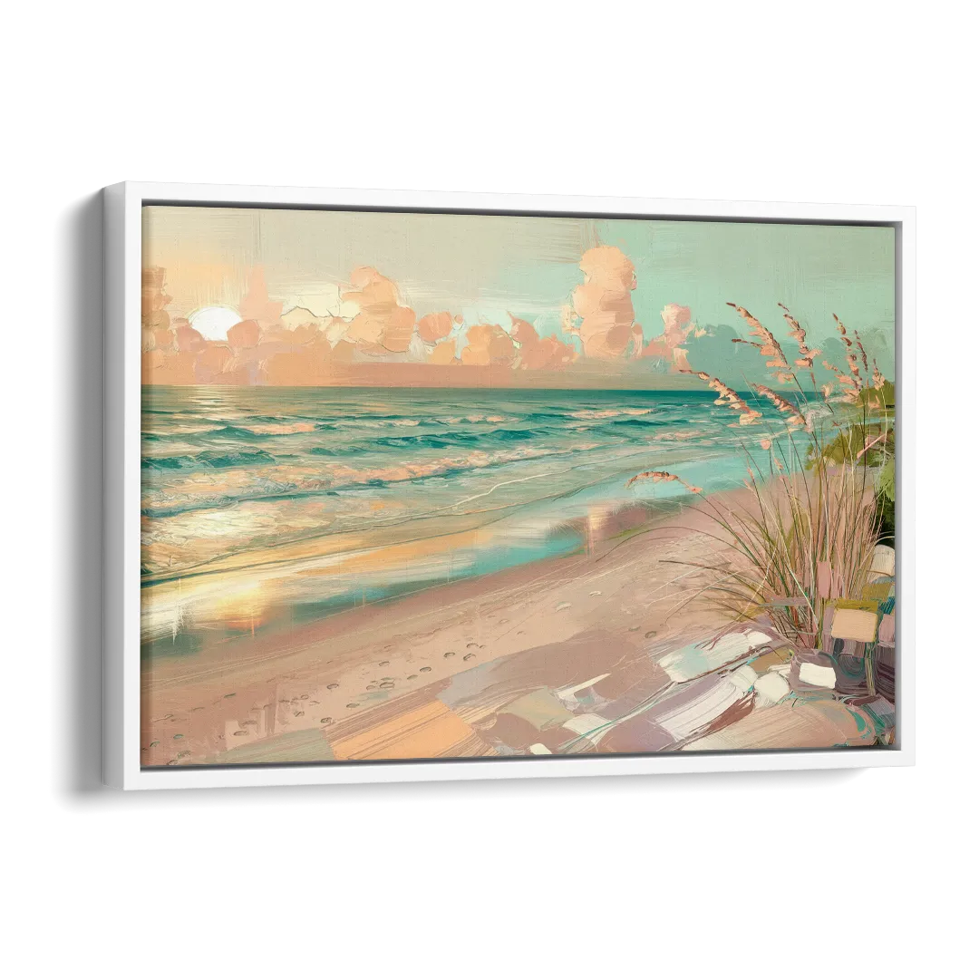 Hilton Head Island Oceanfront Sunrise Side - White Canvas Wall Art