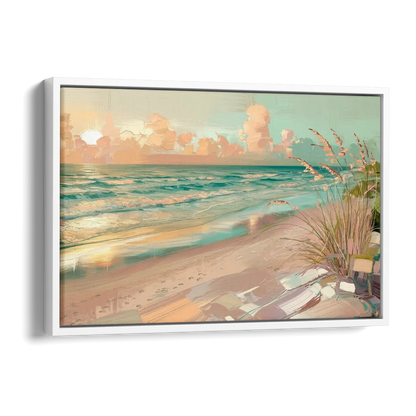 Hilton Head Island Oceanfront Sunrise Side - White Canvas Wall Art