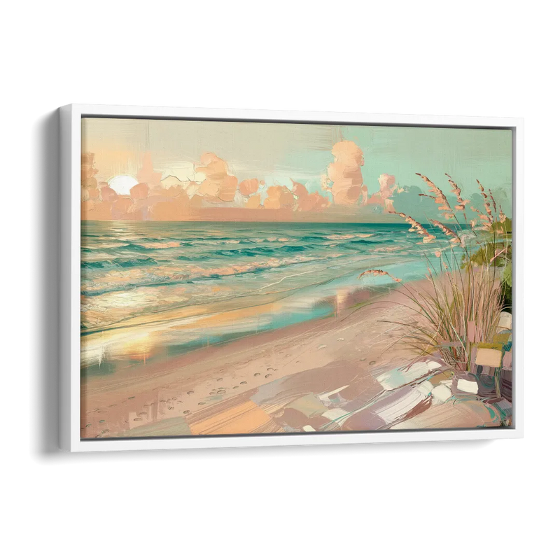 Hilton Head Island Oceanfront Sunrise Side - White Canvas Wall Art