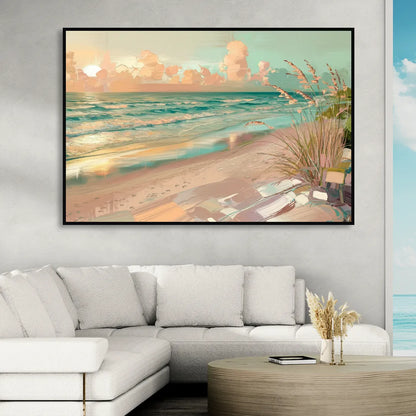 Hilton Head Island Oceanfront Sunrise Living Room - Black Canvas Wall Art