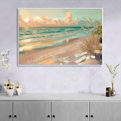 Hilton Head Island Oceanfront Sunrise Sitting Room - White Canvas Wall Art