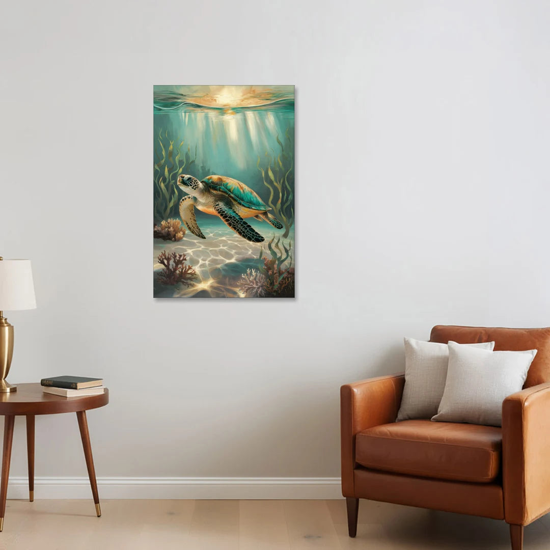 Hilton Head Island Sea Turtle Journey - Canvas Wall Art - Sofa - 24x36
