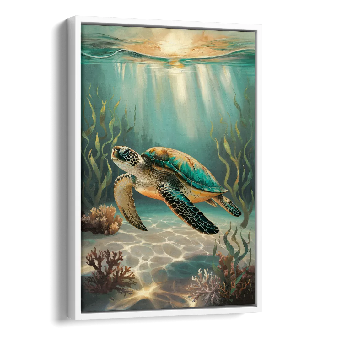 Hilton Head Island Sea Turtle Journey Side - White Canvas Wall Art