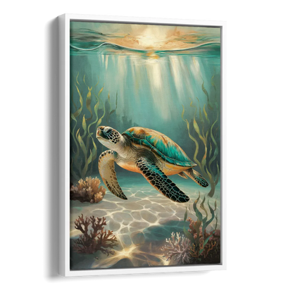 Hilton Head Island Sea Turtle Journey Side - White Canvas Wall Art