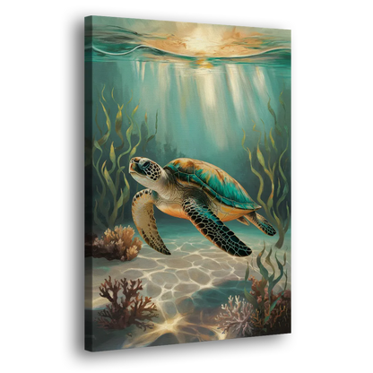Hilton Head Island Sea Turtle Journey Side - Canvas Wall Art
