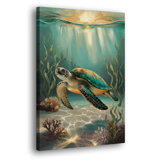 Hilton Head Island Sea Turtle Journey Side - Canvas Wall Art