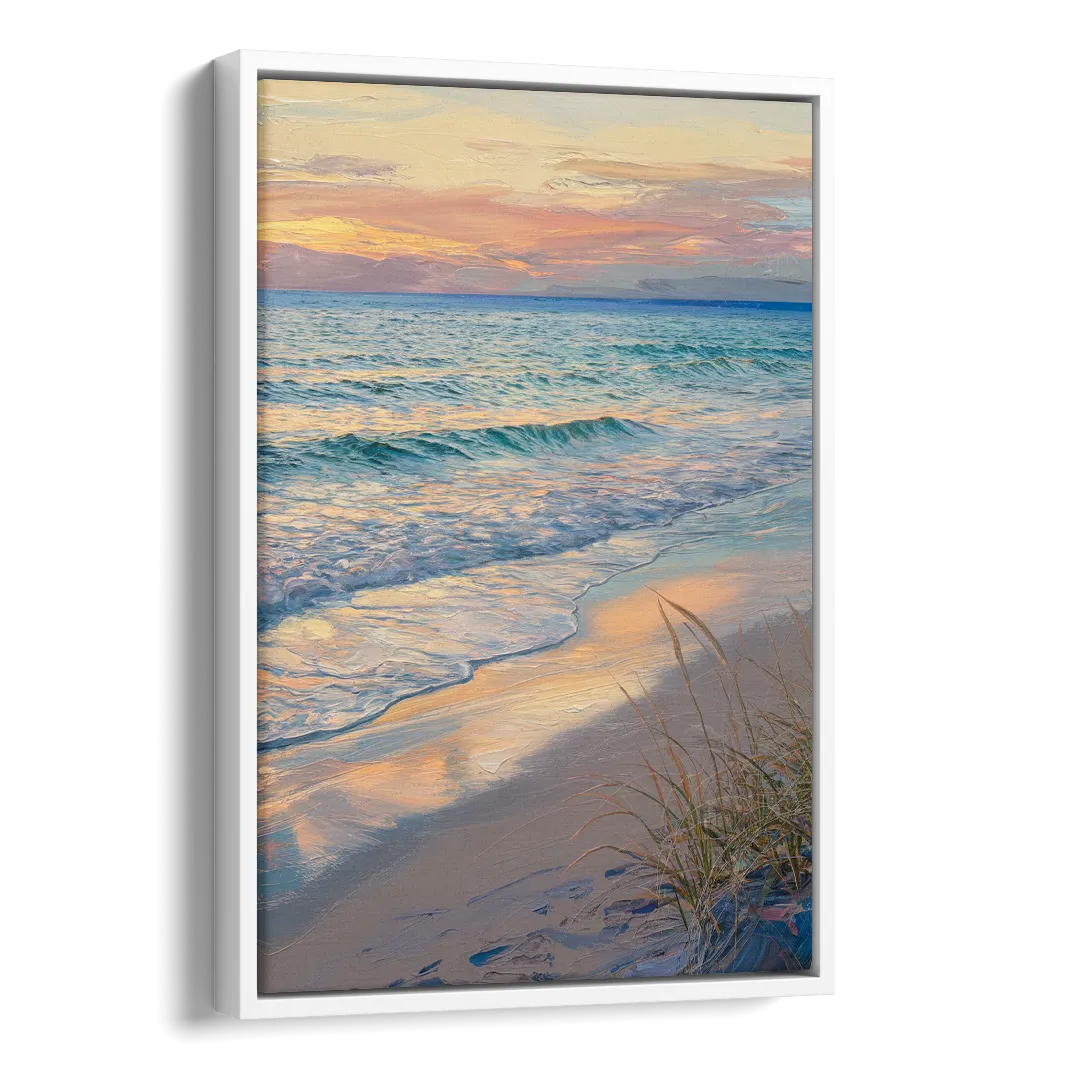 Hilton Head Island Sunset Beach View Side - White Canvas Wall Art
