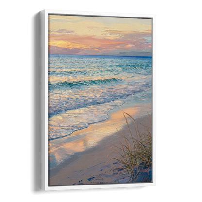 Hilton Head Island Sunset Beach View Side - White Canvas Wall Art