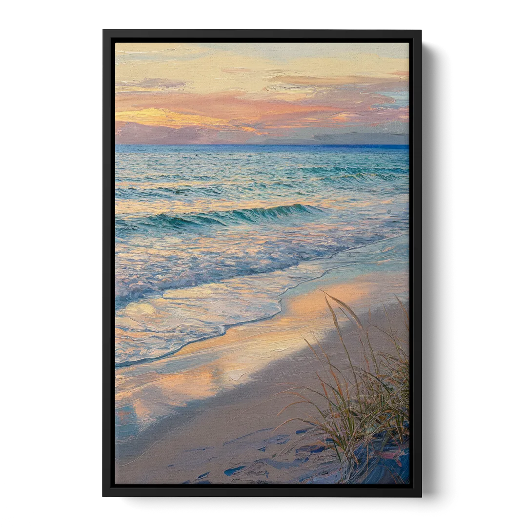 Hilton Head Island Sunset Beach View Front - Black Canvas Wall Art