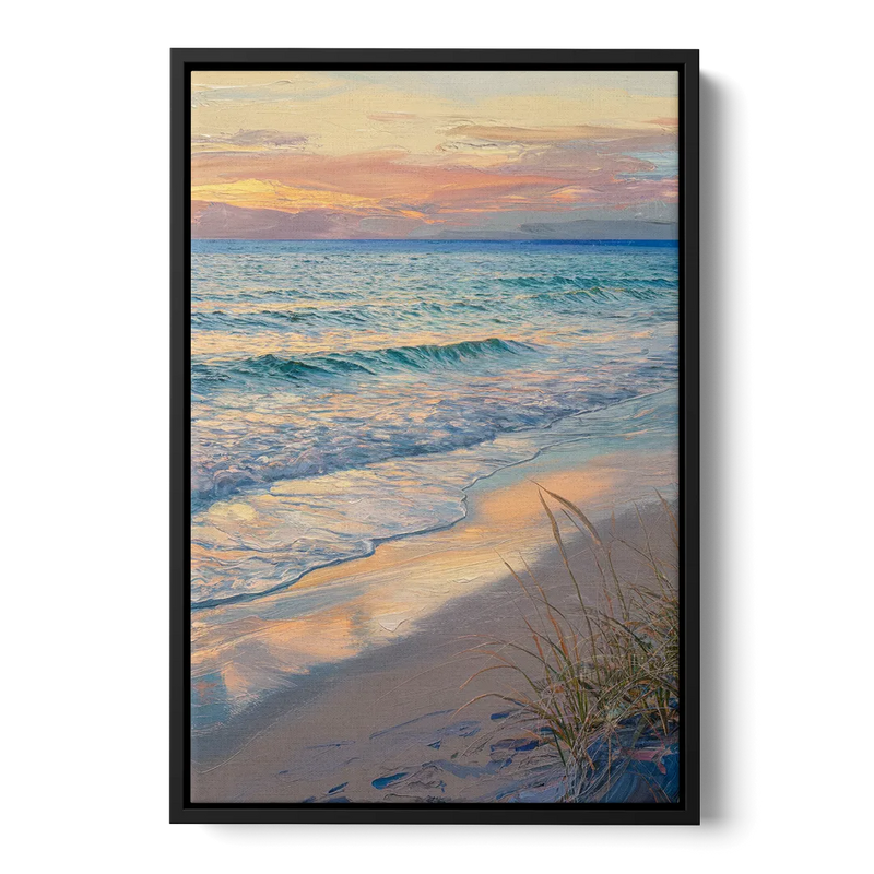 Hilton Head Island Sunset Beach View Front - Black Canvas Wall Art