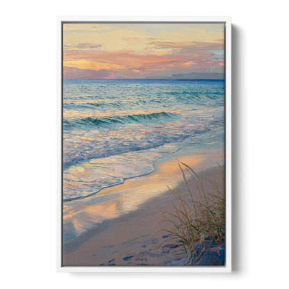 Hilton Head Island Sunset Beach View Front - White Canvas Wall Art